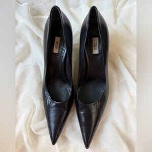 Prada Black Pointed-Toe Leather Heels US Women’s 6.5 / 7
